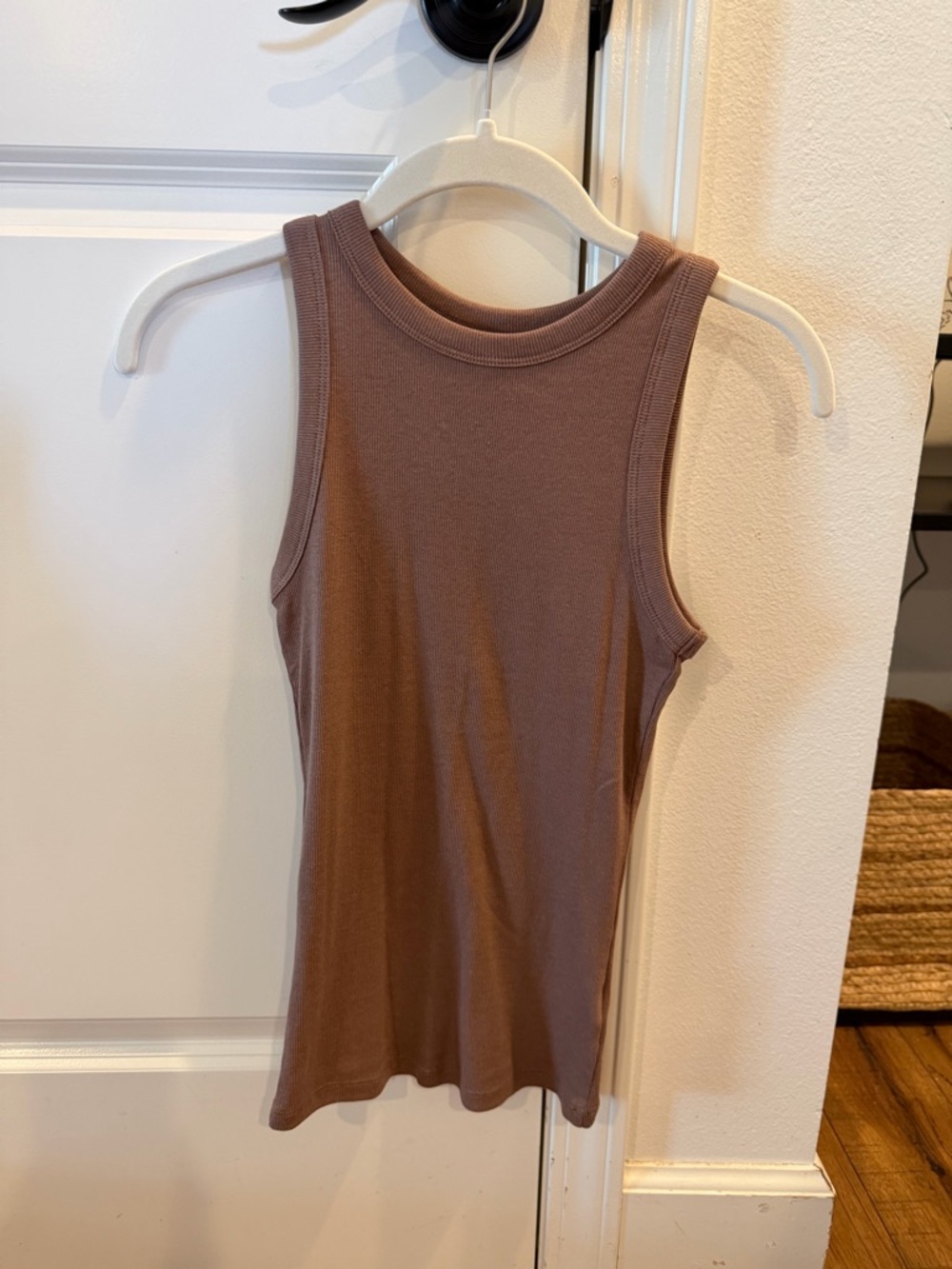 A New Day, Sleeveless Ribbed Tank Top - Soft Mauve Brown